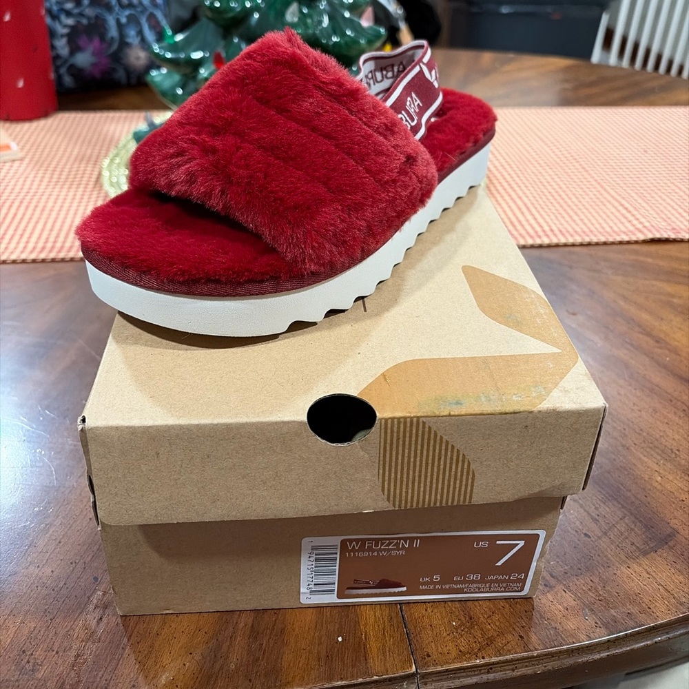 Red Koolaburra Ugg Slippers-W Fuzzn II